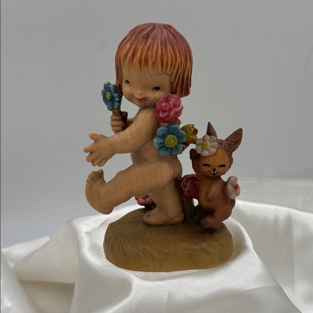 ANRI hand carved sculpture, designed by Juan Ferrandiz the "Nature Girl”